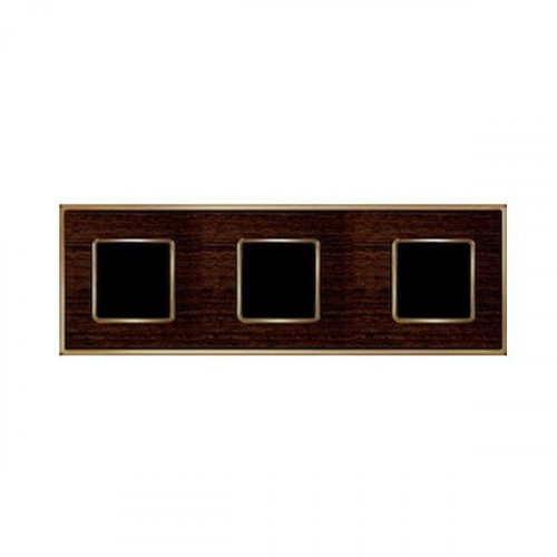  Рамка Vintage Wood Wenge / Bright gold 3-постовая Fede FD01313WOB