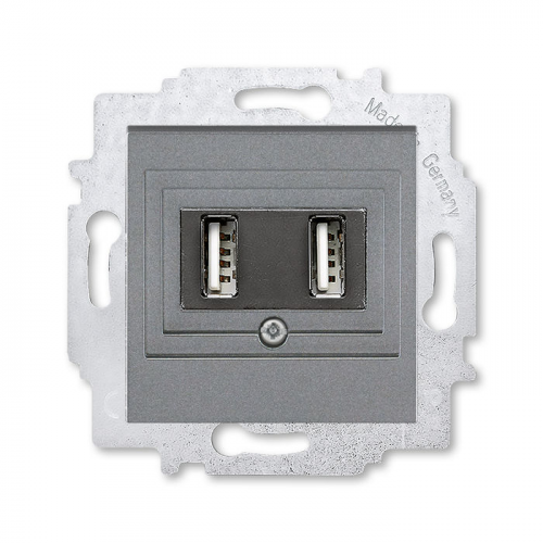 USB зарядка двойная ABB Levit сталь 5014H-A00040 69W 2CHH290040A6069