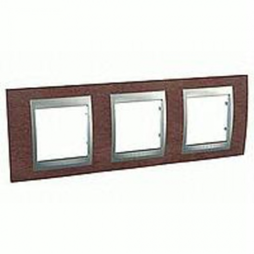  Рамка Unica Top Табачное дерево / Алюминий 3-постовая Schneider Electric MGU66.006.0M4