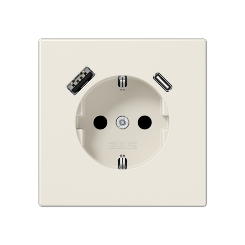 слоновая кость Розетка SCHUKO® с USB-интерфейсом с 1 гнездо USB типа A и 1 гнездо USB типа C LS серия LS1520-15CA