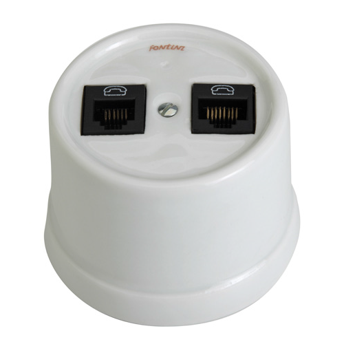  Компьютерная розетка RJ 45, 8 контактов 2-х мест. 6 кат., мрамор Fontini 30707152