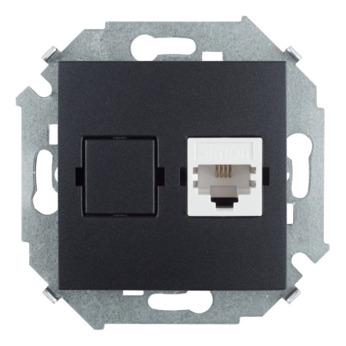  Розетка телефонная RJ11, винтовой зажим, графит Simon 15 1591480-038