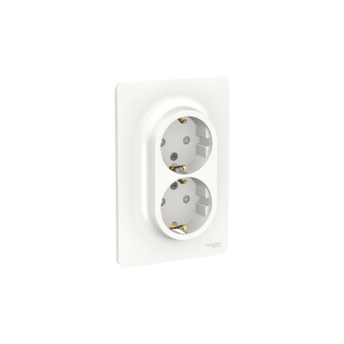  Розетка двойная, со шторками, с заземлением, винт. зажим., Белый Schneider Electric NU206718