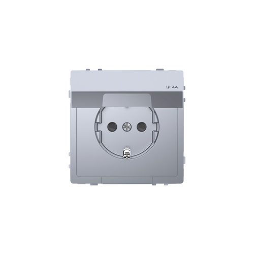  D-life розетка 16а с з/к и крышкой ip44, нерж. сталь Merten MTN2314-6036