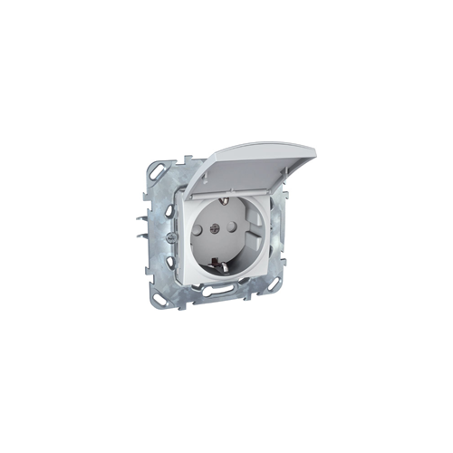  Розетка с з\к со шторками (винт. зажим) с крышкой белый Schneider Electric MGU5.037.18TAZD