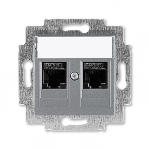 Розетка телефонная ABB Levit двойная 2хRJ45 категория 6 сталь 5014H-A61018 69W 2CHH296118A6069