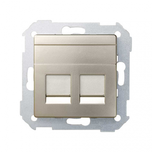  Адаптер со шторками на 2 коннектора UTP (RJ45), FTP (RJ45), RJ12, AMP, S82, S82N, шампань Simon 82006-34