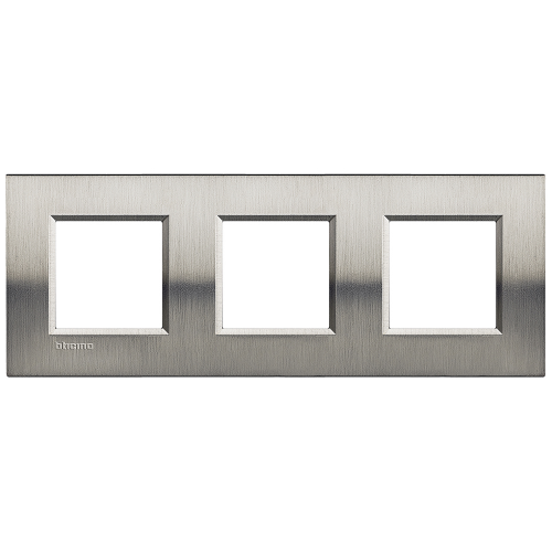  Рамка LivingLight Квадрат Фактурная сталь 2+2+2 модуля Bticino LNA4802M3ACS