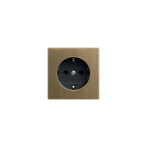  (20 EUCBLI-840-500), Розетка SCHUKO 16А 250В, с LED подсветкой, серия Династия, Латунь античная, ABB 2013-0-5399