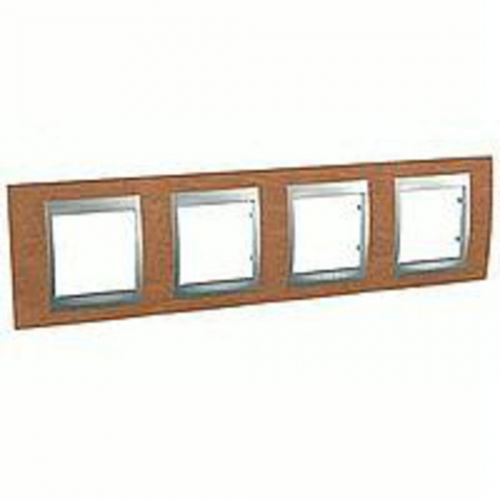  Рамка Unica Top Вишня / Алюминий 4-постовая Schneider Electric MGU66.008.0M2