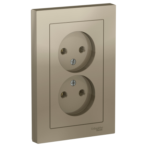  Atlasdesign Розетка двойная без заземления,16А, в сборе, Шампань Schneider Electric ATN000520