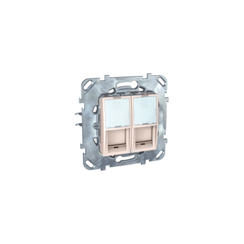  Компьютерная розетка 2хRJ45 кат. 5е, с полем для надписи бежевый Schneider Electric MGU5.2020.25ZD