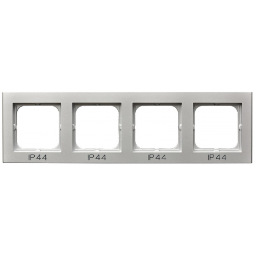  Рамка Ospel Sonata Серебро матовое 4-постовая для выключатель IP-44 RH-4R/38