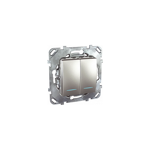  Двухклавишный выключатель 2мод с инд. ламп алюминий Schneider Electric MGU5.0101.30NZD