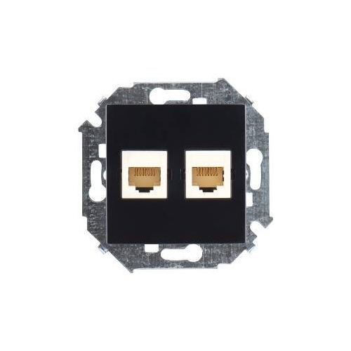  Розетка компьютерная двойная RJ45 кат.5e (AMP), графит Simon 15 1591552-038