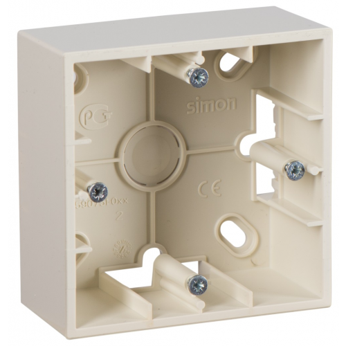  Монтажная коробка для накладного монтажа, 1 пост, слоновая кость Simon 15 1590751-031