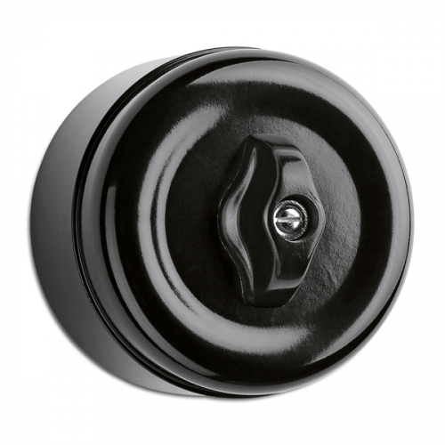  Накладной поворотный выключатель IP20 Bakelite 10A, 10 AX, AC 250V Bakelite. Безвинтовые зажимы. Выключатель на 2 цепи (двухклавишный) THPG 186891