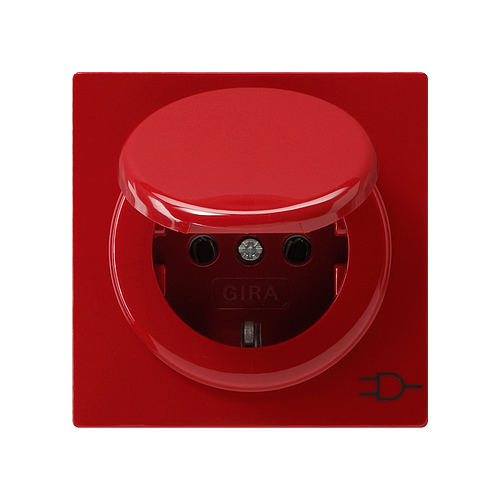  Розетка с заземляющими контактами и крышкой Красный Gira S-color 045443