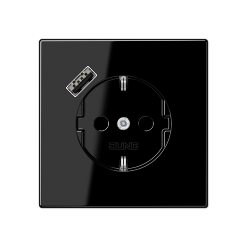  Чёрная Розетка SCHUKO® с USB-интерфейсом с 1 USB-портом типа A LS серия LS1520-18ASW