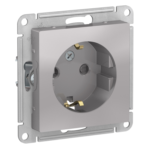  Atlasdesign Розетка с заземлением со шторками, 16А, механизм, Алюминий Schneider Electric ATN000345