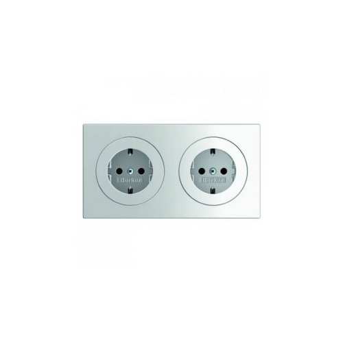  Штепсельная розетка SCHUKO, 2-местная с рамкой, полярная белизна, с блеском R.3 Berker 47202089