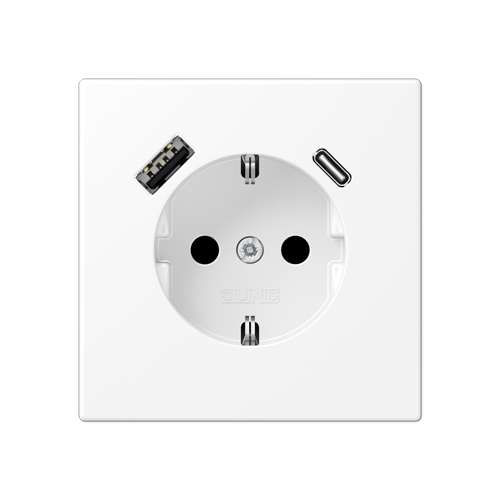  белоснежный матовый Розетка SCHUKO® с USB-интерфейсом с 1 гнездо USB типа A и 1 гнездо USB типа C LS серия LS1520-15CAWWM