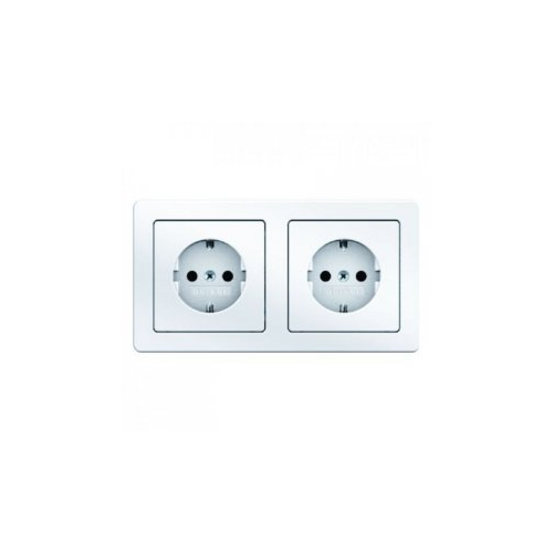  Штепсельная розетка SCHUKO, 2-местная с рамкой цвет: полярная белизна, с эффектом бархата, Q.1 Berker 47206089