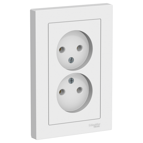  Atlasdesign Розетка двойная без заземления,16А, в сборе, Белый Schneider Electric ATN000120