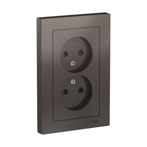  Atlasdesign Розетка двойная без заземления со шторками,16А, в сборе, Мокко Schneider Electric ATN000622