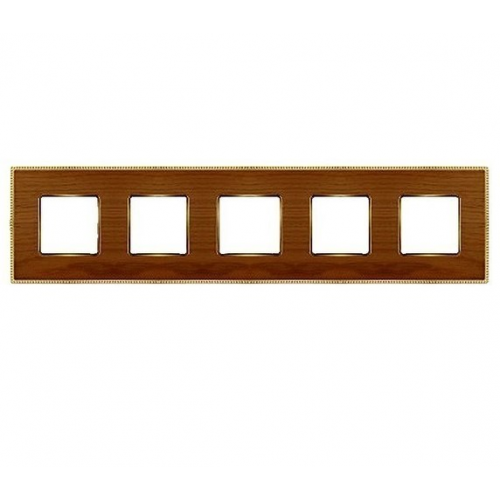  Рамка Belle Epoque Wood Cherry / Bright gold 5-постовая гор/верт. Fede FD01455COB