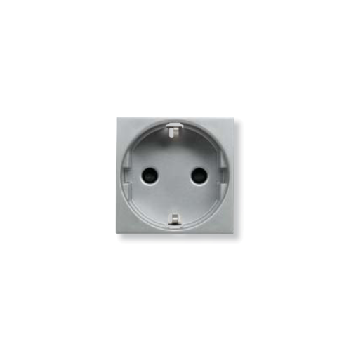  PL Розетка SCHUKO с заземлением и безвинтовыми клеммами, со шторками, 16А / 250В, серия Zenit, цвет серебристый, ABB N2288.6