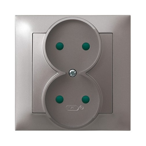 Ospel Impresja Титан Розетка 2-я б/з со шторками, с рамкой GP-2YP/23
