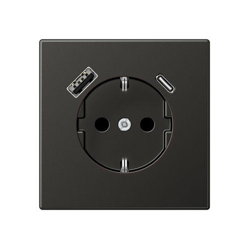  Антрацит Розетка SCHUKO® с USB-интерфейсом с 1 гнездо USB типа A и 1 гнездо USB типа C LS серия AL1520-15CAAN-L