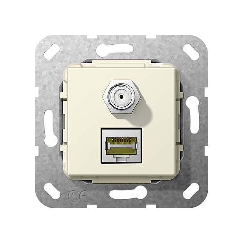  Разъем MJ RJ45 Cat 6A 10 GB, SAT F Кремовый Кремовый Gira 569701