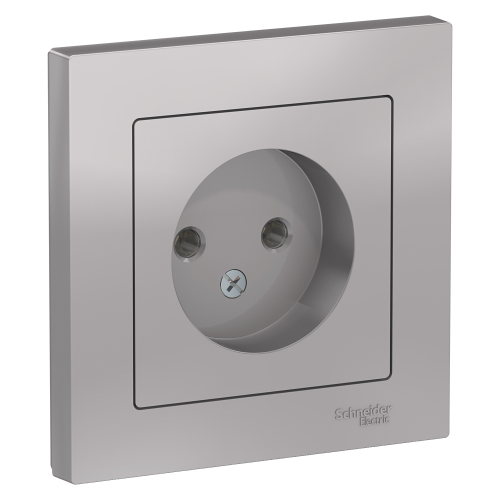  Atlasdesign Розетка без заземления, 16А, в сборе, Алюминий Schneider Electric ATN000340