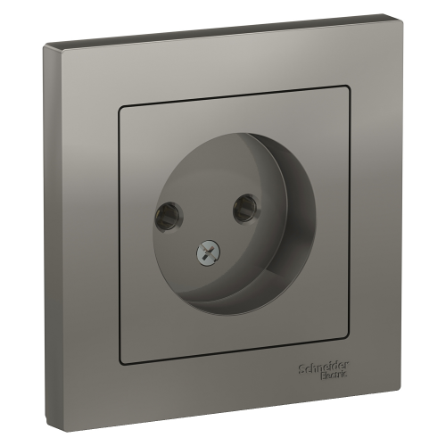 Atlasdesign Розетка без заземления, 16А, в сборе, Сталь Schneider Electric ATN000940