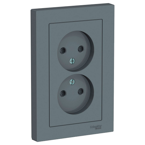  Atlasdesign Розетка двойная без заземления,16А, в сборе, Грифель Schneider Electric ATN000720
