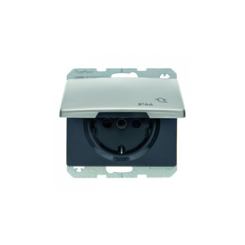  Штепсельная розетка SCHUKO с откидной крышкой цвет: нержавеющая сталь Arsys IP 44 Berker 47583004