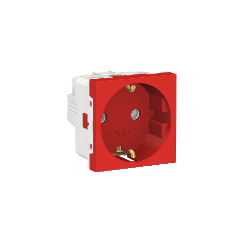  Розетка с заземл., со шторк., винт. зажим, 16А, 250В, 2 мод Красный Schneider Electric NU303703