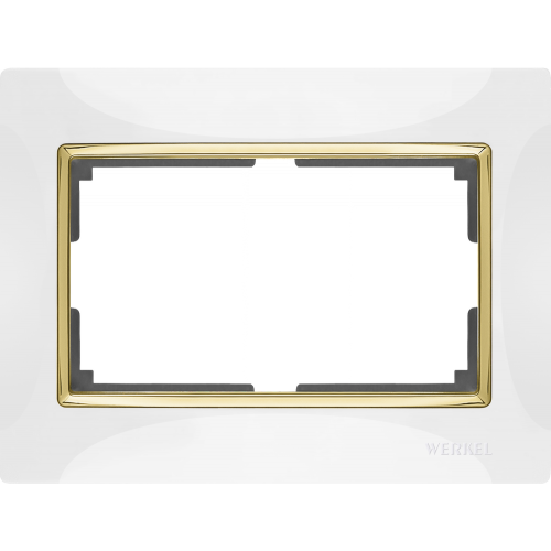  Рамка для двойной розетки (белый/золото) Snabb Werkel a035260 WL03-Frame-01-DBL-white-GD