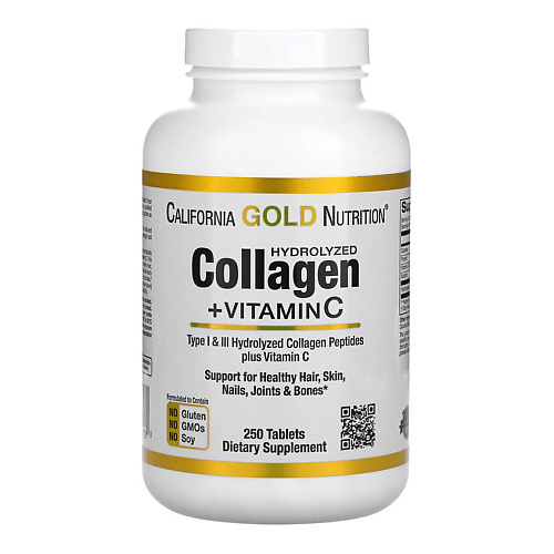 CALIFORNIA GOLD NUTRITION Пептиды гидролизованного коллагена с витамином C, тип 1 и 3 Hydrolyzed Collagen