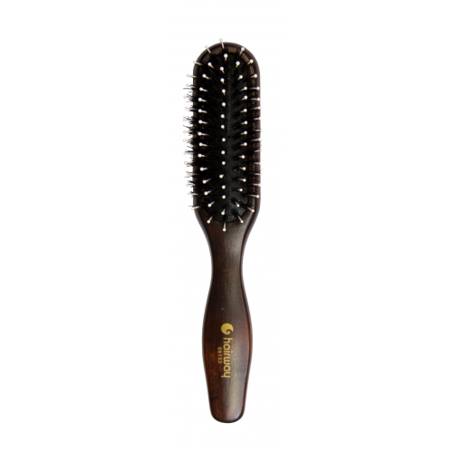 HAIRWAY Щетка Lady массажная прямоугольная на деревянной основе с натуральной щетиной 5-рядная