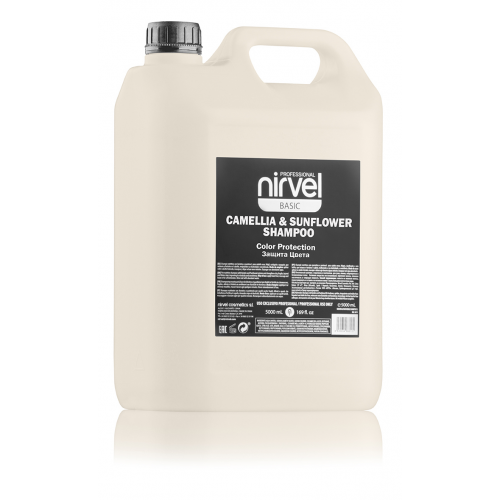 NIRVEL PROFESSIONAL Шампунь-восстановление с экстрактом камелии и подсолнечника для окрашенных волос / SHAMPOO COLOR PROTECTION CAMELLIA & SUNFLOWER 5000 мл