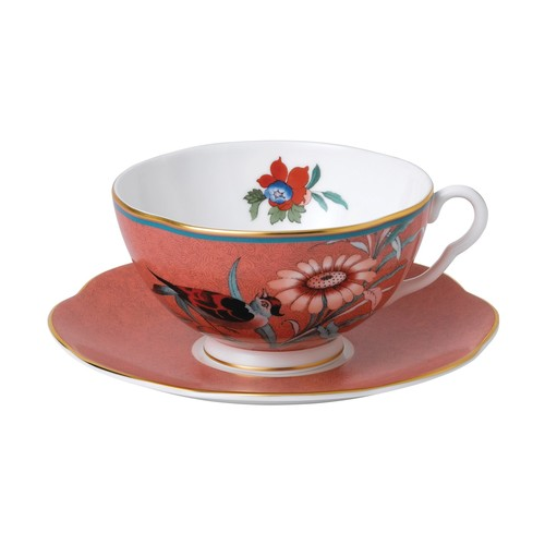 Чашка чайная с блюдцем Пионы (200 мл), коралловая WGW-40032110 Wedgwood