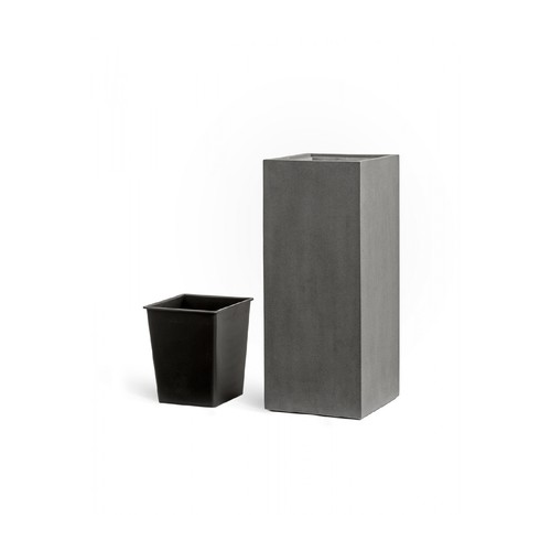 Кашпо Effectory Beton Высокий куб, 60х31х31 см, темно-серый бетон 41.3317-02-010-GR-60 Treez
