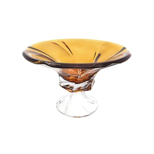 Фруктовница на ножке Mozart, желтая 35857 Aurum Crystal