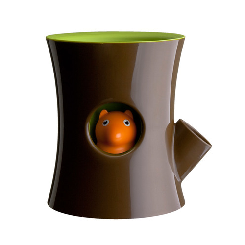 Горшок самополивающийся Log&Squirrel, коричневый-зеленый QL10075-BN-GN Qualy