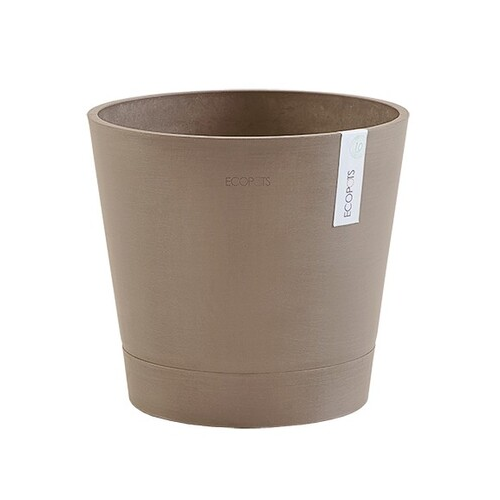 Кашпо Venice с поддоном, 30х26 см, серо-коричневое 74.010.30T ECOPOTS