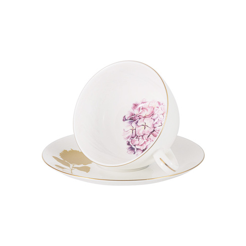 Чашка с блюдцем Гортензия, Flowers, костяной фарфор, 250 мл AL-903H-E11 Anna Lafarg