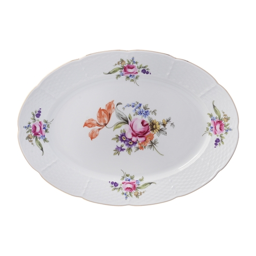 Блюдо овальное Menuet Мейсенский цветок Отводка золото, 32 см P1580911JQZ7032900 Thun